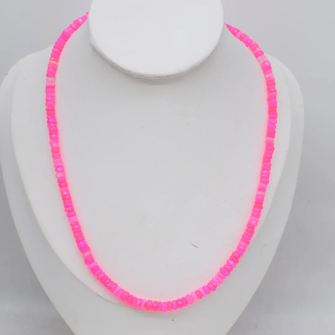 Green Pink Blue Opal Roundelle Faceted 3-5mm Loose Beads for DIY Jewelry Making Necklace 38cm FPPJ Wholesale