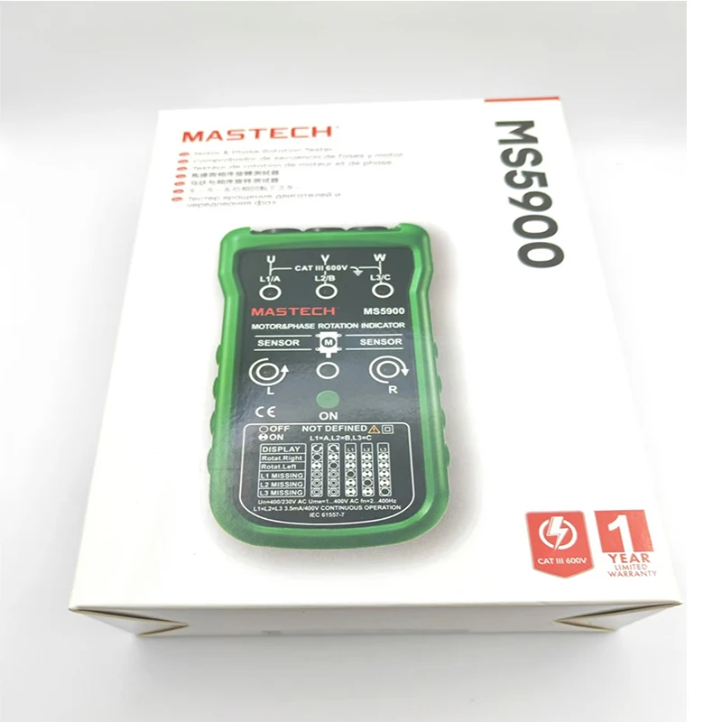 MASTECH MS5900 LED Non-contact Rotary Field Indicator Phase Rotation Tester 3 Motor Meter Sequence Tester LCD Digital Multimeter