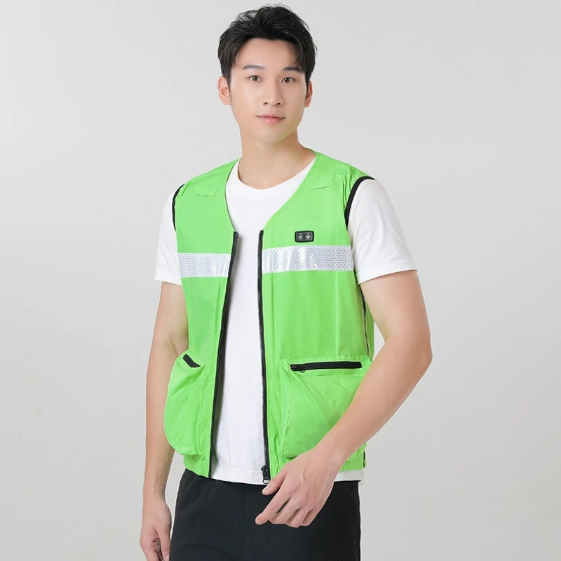 Water Circulation Cooling Work Shirt With Reflective Strip Multi-Pocket Duty Uniform Outdoor Heat Relief Air Conditioned Clothes