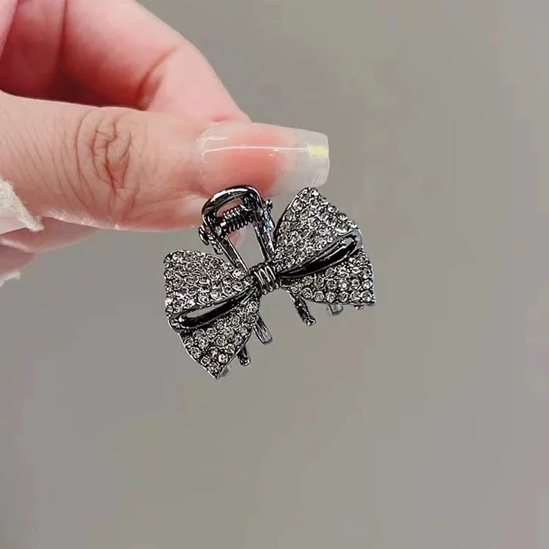 High-end Voller Strass Bogen Kleine Haar Klaue Prinzessin Kopf Top Clip Temperament Mini Clip frauen Koreanischen Stil haar Zubehör