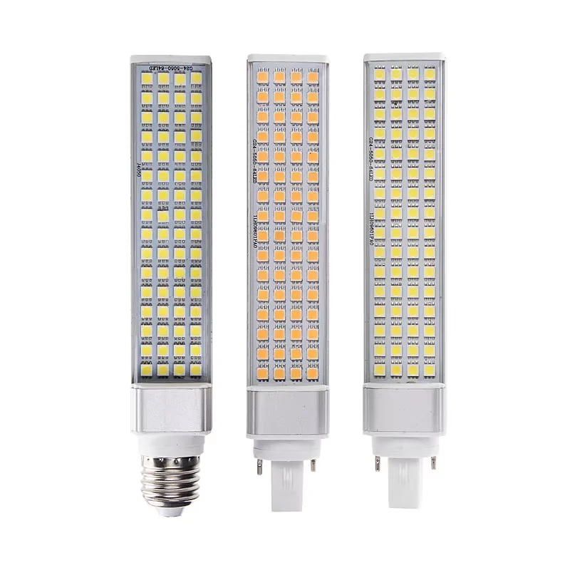 

1pc AC110V 220V E27 G24 G23 5050 LED Corn Light Horizontal PL Bulb Tube 3000K 4000K 6000K Transparent Milky Cover 5w 7w 9w 13w