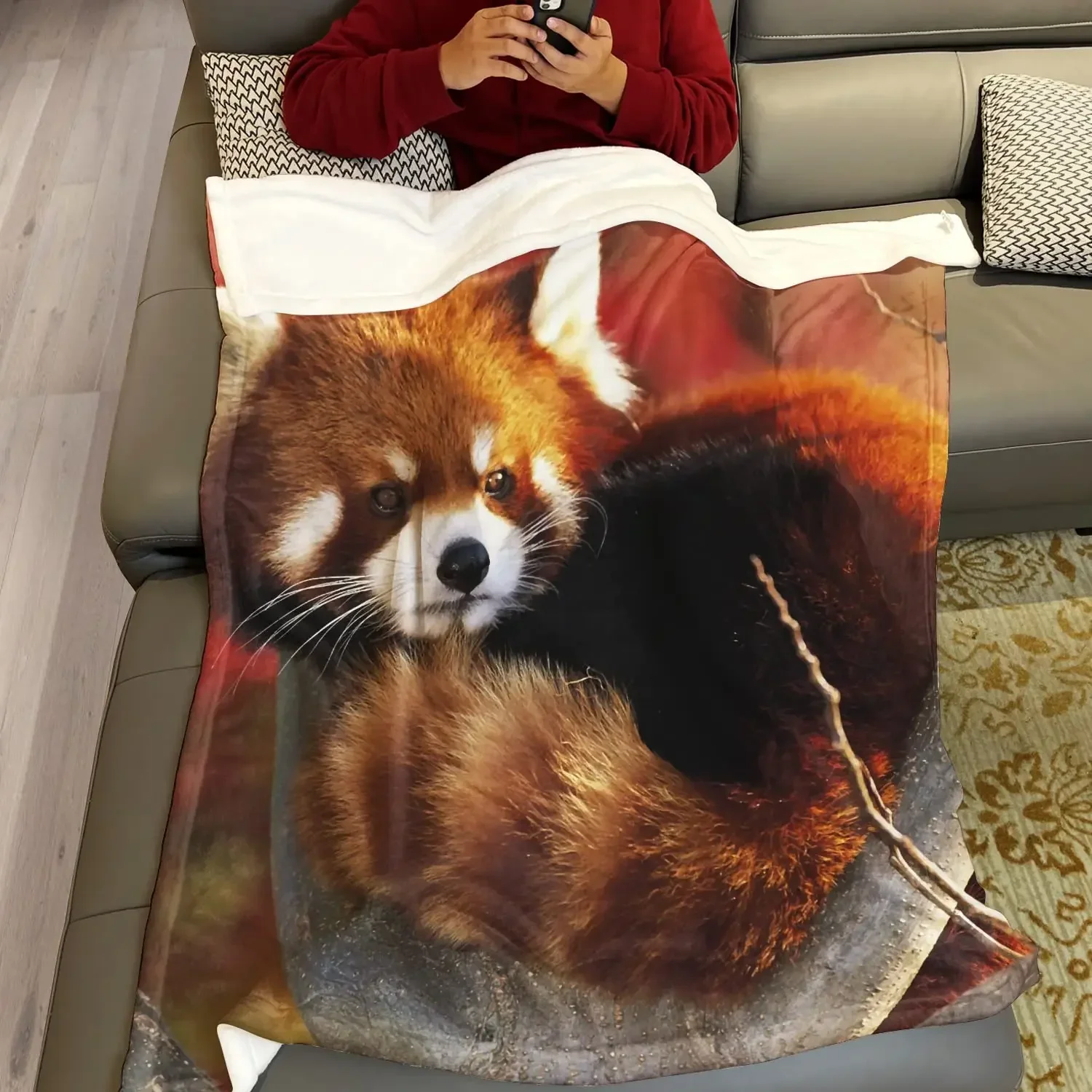 Red Panda Blanket Warm Cozy Red Panda Flannel Throw Blanket for Bed Sofa Travel Living Room for Teen Adult,Red Panda Lover Gifts