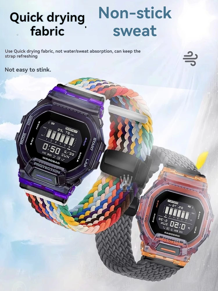 Correa de reloj GBD 200 para G-SHOCK Casio GBD-200-1A serie GBD-200RD-4 correa de nailon elástico hebilla plegable magnética accesorios para hombres