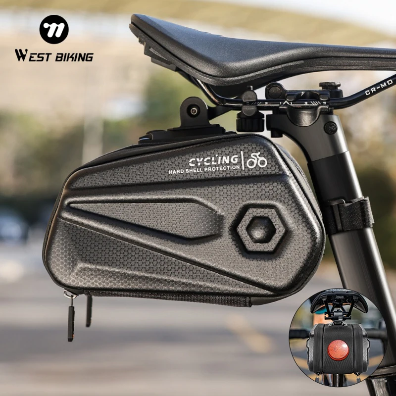 

WEST BIKING Bike Saddle Bag Waterproof MTB Road Bicycle Under Seat Bag 2.6L Lage Capacity Reflective Pannier Cycling Accessories