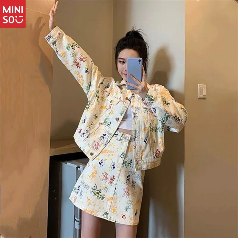 

Jacket + Skirt 2026 Denim Skirt Set High-end Pear-shaped Jacket Women's Spring and Autumn Top Short Skirt Slim and Thin