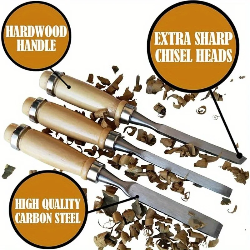 Cincel de tallado de madera, herramientas profesionales de carpintería, cómodo mango de haya, cincel de madera, herramientas de tallado de