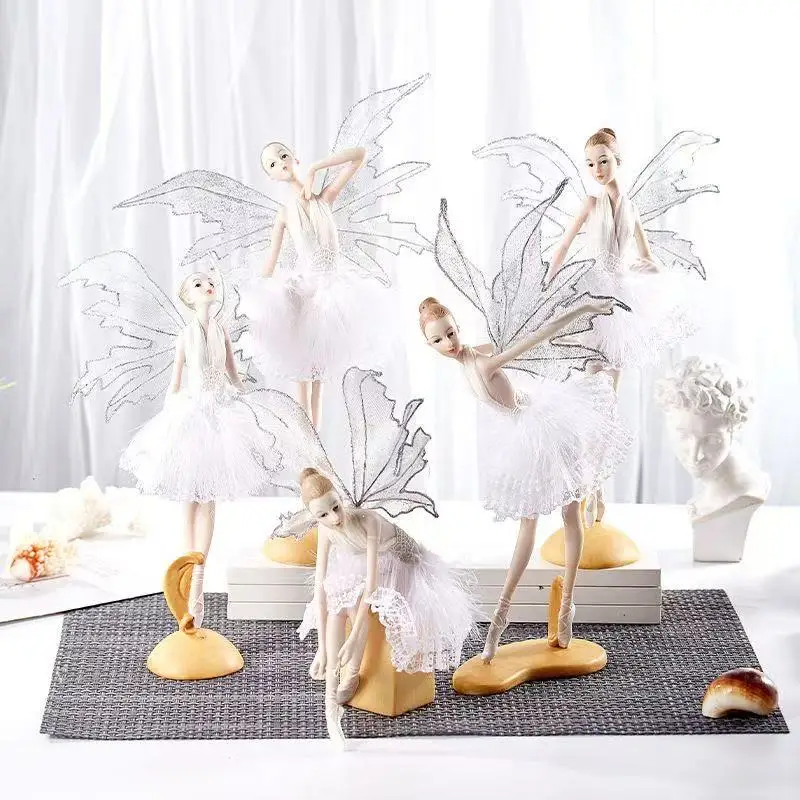 Elegant Ballet Dancer Fairy Angel Figurine Beautiful Girl Character Ornament Art Sculpture Home Desktop Decor Gift