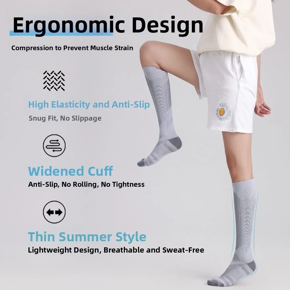 

1Pair Breathable Sports Compression Socks Knee High Comfortable Fitness Long Leg Socks High Elasticity Easy To Put On
