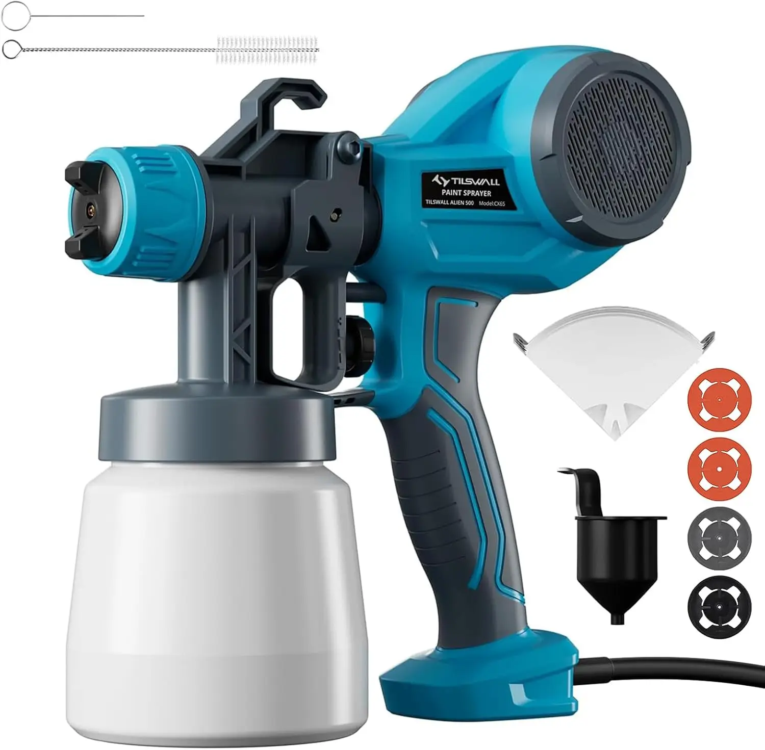 Alien 500 Paint Sprayer HVLP Electric Spray Paint Gun Lightweight with 4 Nozzles & 3 Spray Patterns, Ideal Spray Gun Paint Spray