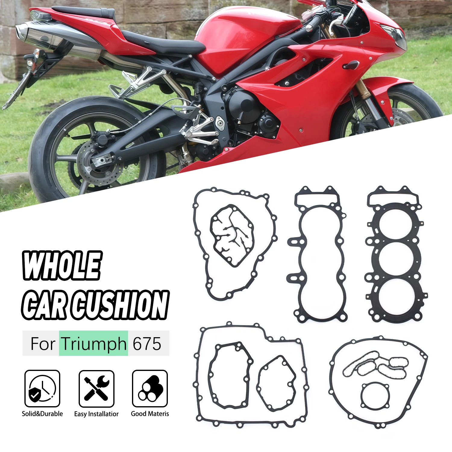 

Motorcycle Full Engine Cover Cylinder Gasket Kits For Triumph 675