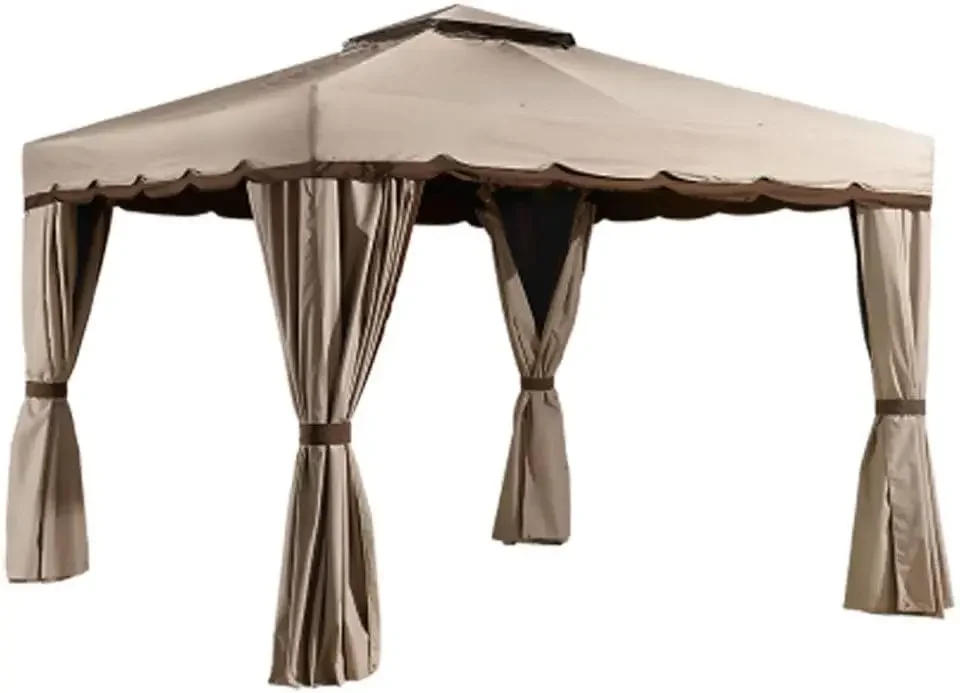 10' x 10' Roma Soft Top Roof Gazebo Outdoor Sun Shelter, Beige