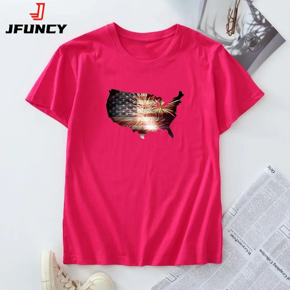 

Women Tshirt 100% Cotton Oversized Top Summer Tees Short Sleeve T-shirt Female Clothing USA Mainland Graphic T Shirts