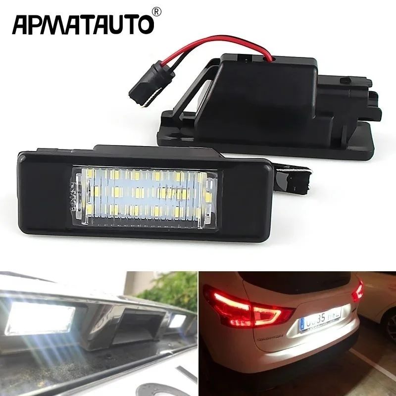 2Pcs Error Free White LED License Plate light For Nissan X-Trail T30 T31 Qashqai J10 J11 Primera P12 Pathfinder R51 Juke F15