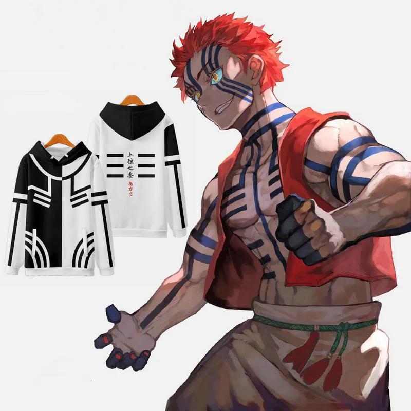 

Anime Demon Slayer Juuni Kitsuki Akaza Hakuji 3d Hoodies Sweatshirt Cosplay Men Women Hooded Tops Long Sleeve Hoody Pullover 4XL