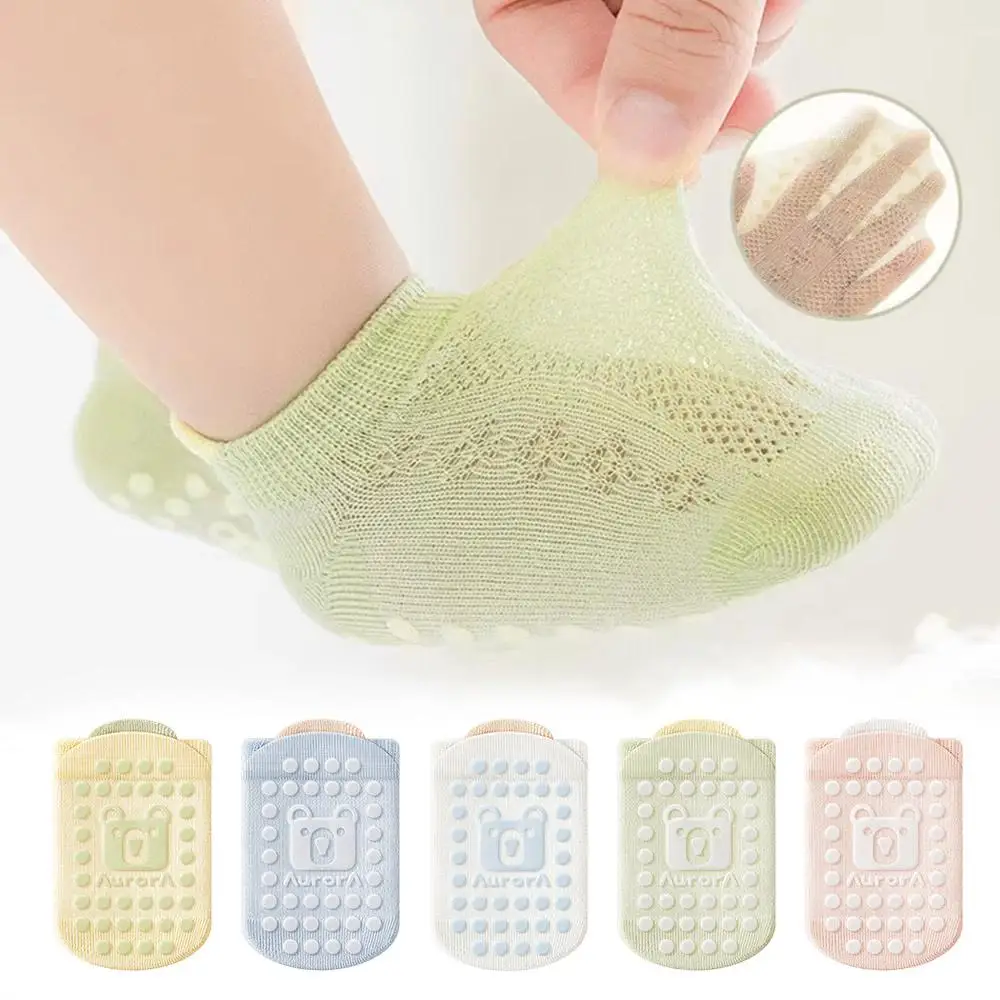

5 Pairs Non-Slip Baby Floor Socks Breathable Thin Toddler Ankle Socks Combed Cotton Anti-Skid Cartoon Grip Socks for Boys Girls