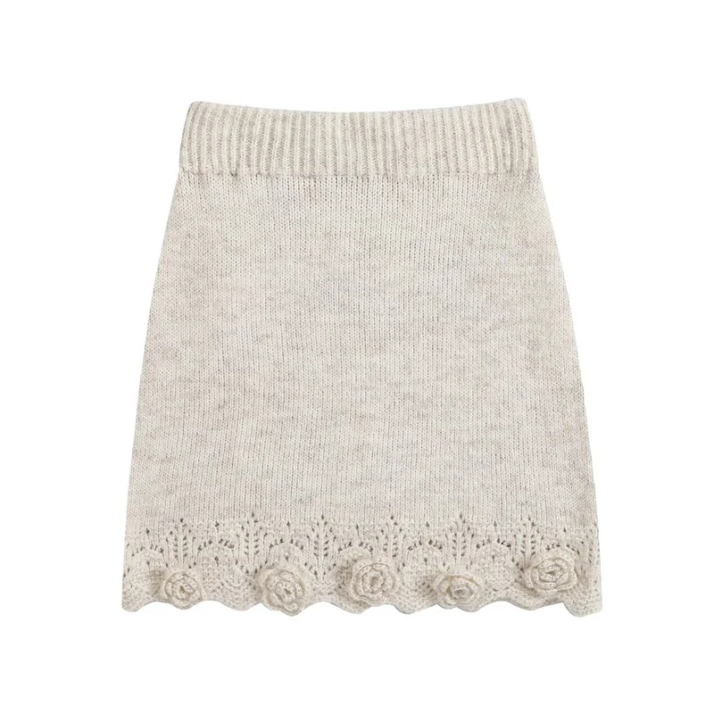 Guobioziy 2026 New Women's 3-Piece Knit Set with 3D Flowers (Cardigan, Camisole, Mini Skirt) Can Be Worn Separately view 3