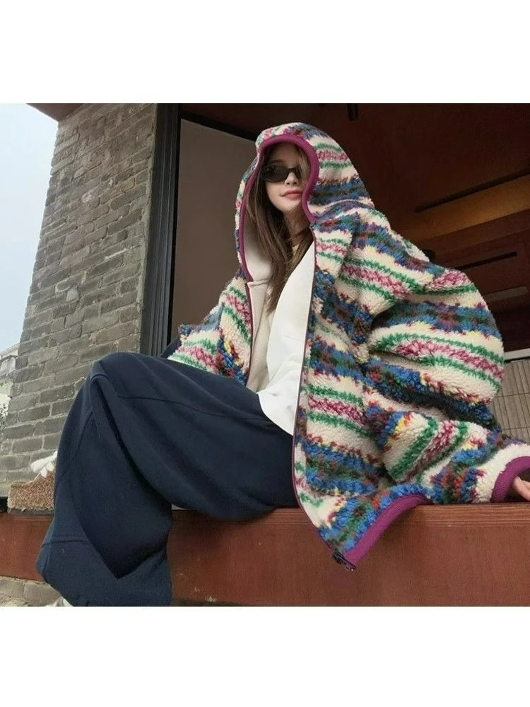 2025, lente en herfst, nieuw, veelzijdig en mager fleecejack met capuchon, mode-casual top met rits