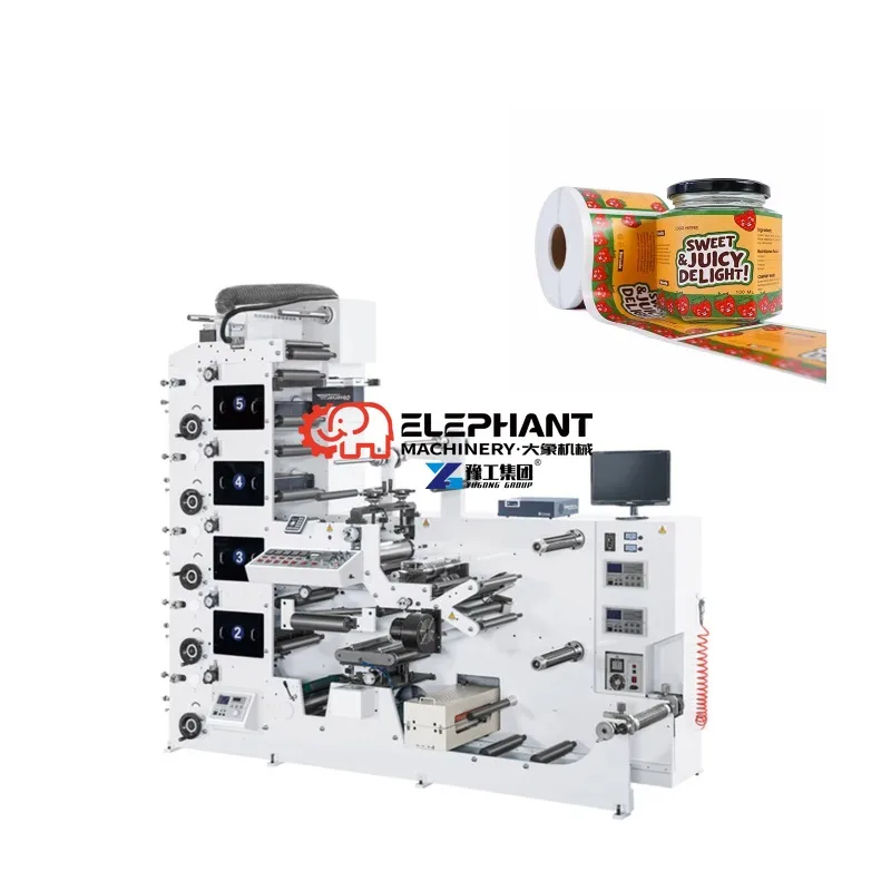 4-Color Narrow Automatic Flexographic Printing Machine Stack Flexo Plate Adhesive Paper Plastic Films Labels Paper Bags UV Dryer