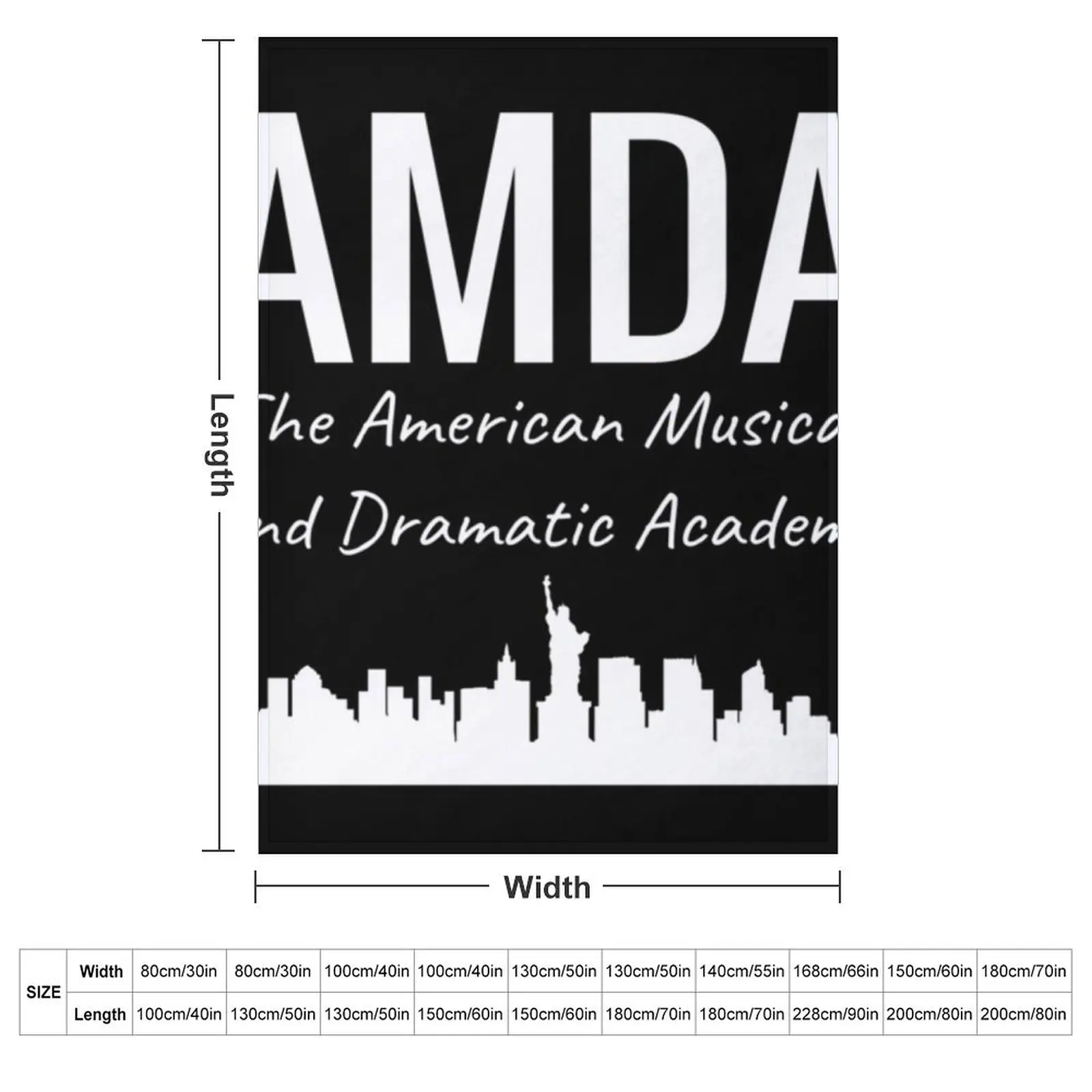 AMDA NY Skyline (White Font) Throw Blanket Luxury Baby Blankets