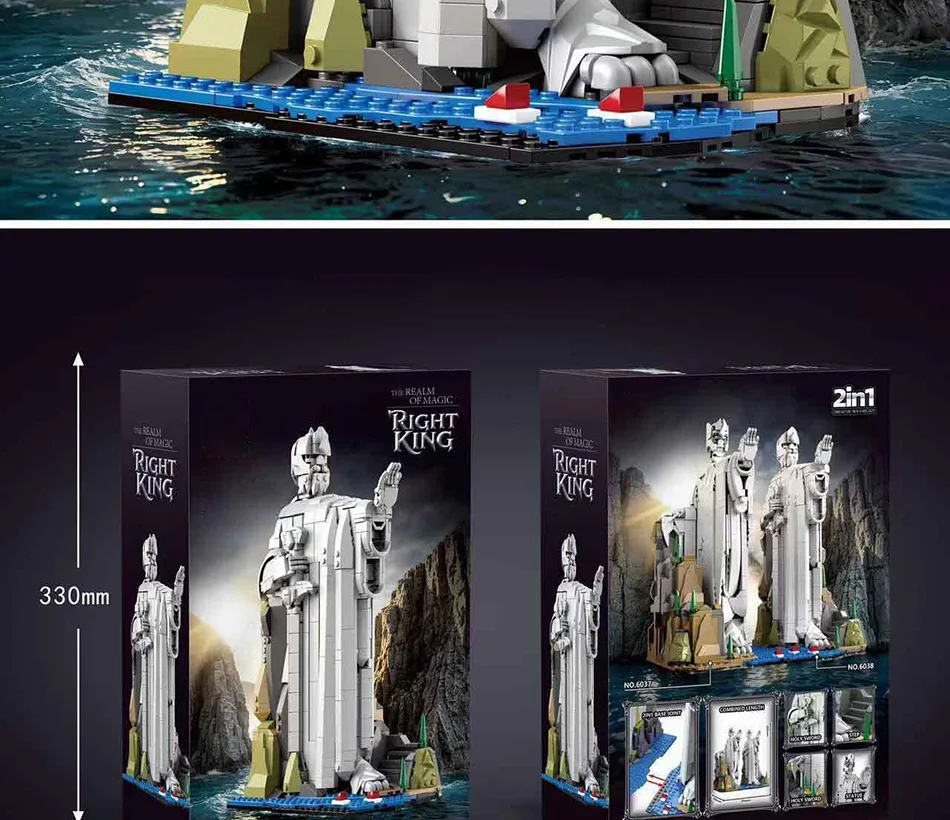 Creative MOC The Argonath Kit Pillar Of The kings Building Blocks Bricks Set MOC King Sculpture Model Toys For Boy Adult Gifts