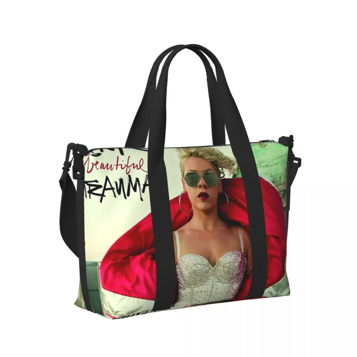 

Custom Beautiful Trauma Pink World Tour Beach Travel Bag Large Capacity Tote Bags for Sport Women Shopping Duffle Shoulder Bag
