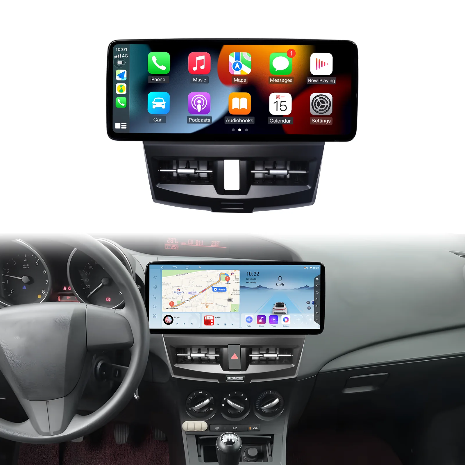 Dashboard 12.3-inch OLED Touch Screen Frame Radio Car Player GPS for Mazda 3 Star 2010-2013 Left Drive Models Dashboard DVD Pane