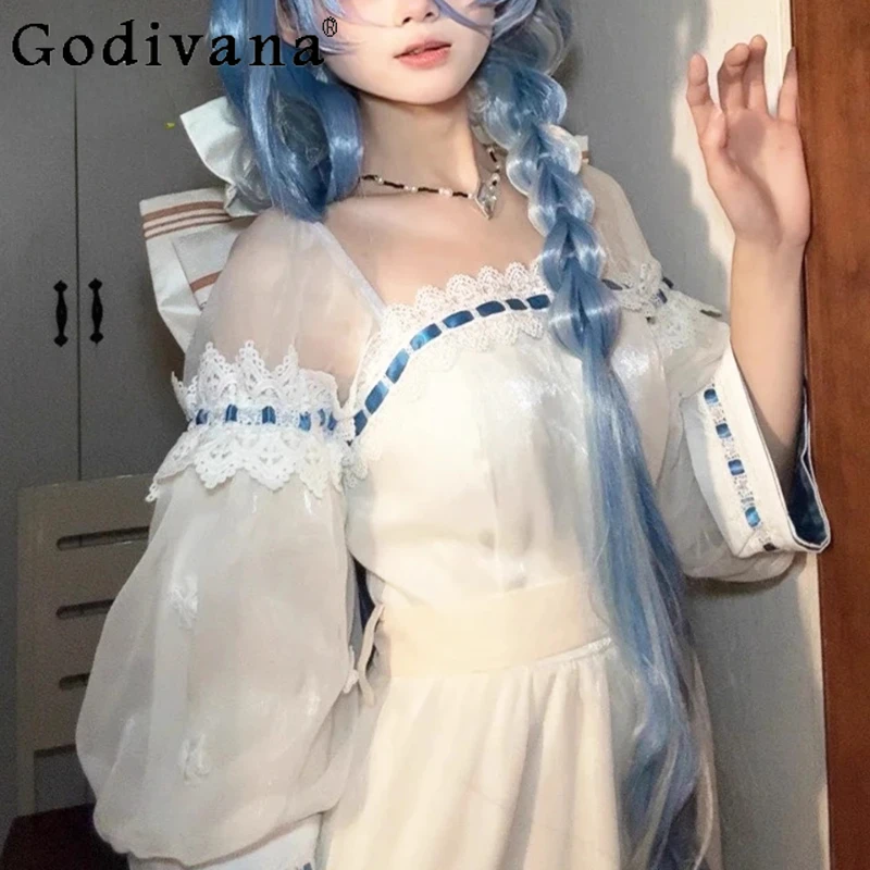 バックボウコスプレフルセットのドレス女性二次元ゲームアニメーションドレス女性半袖甘いパーティードレス