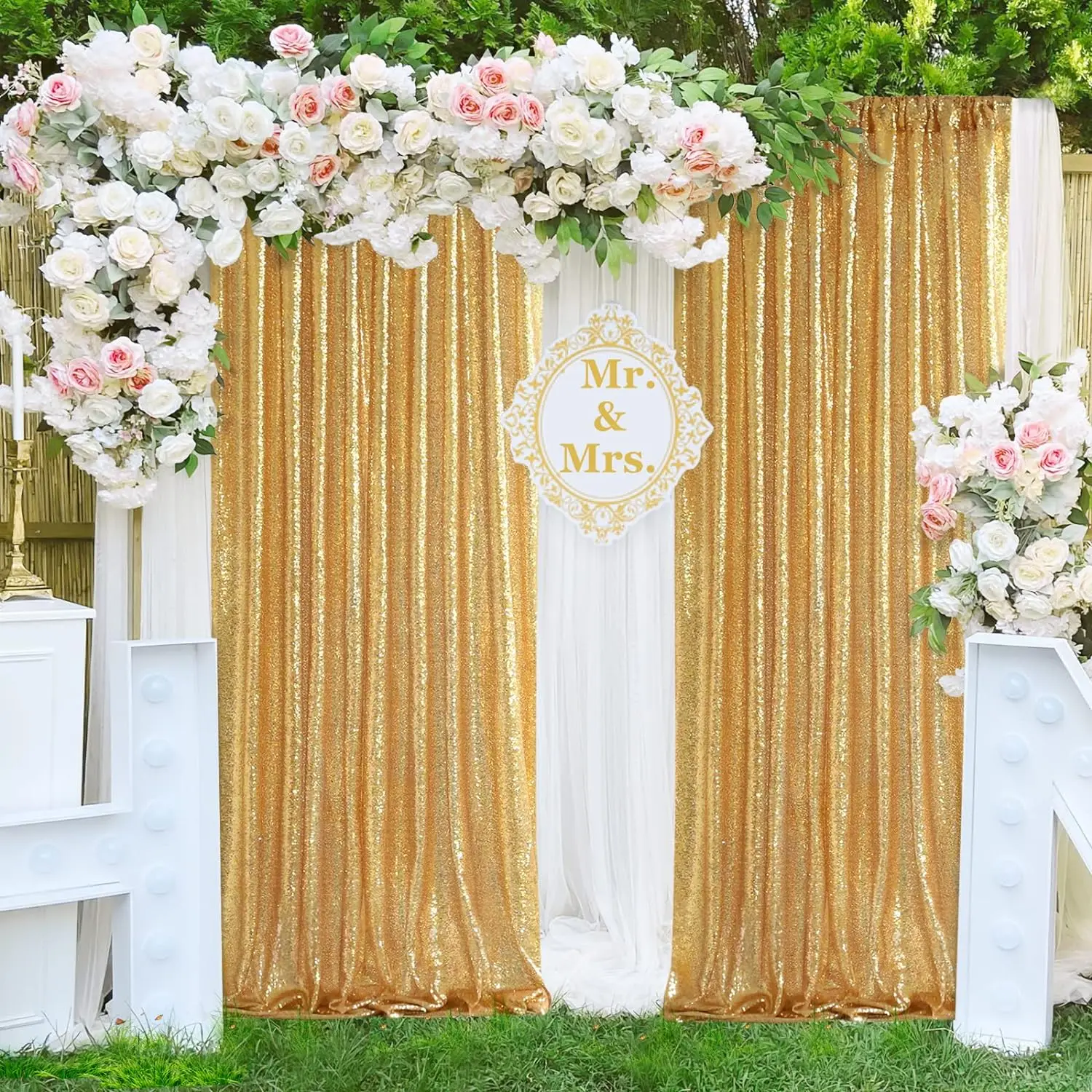 Golden Sequin Background Curtains Screen ,8FTx8FT Birthday Party Supplies Decoration ,Wedding Decoration Photozone,Curtains