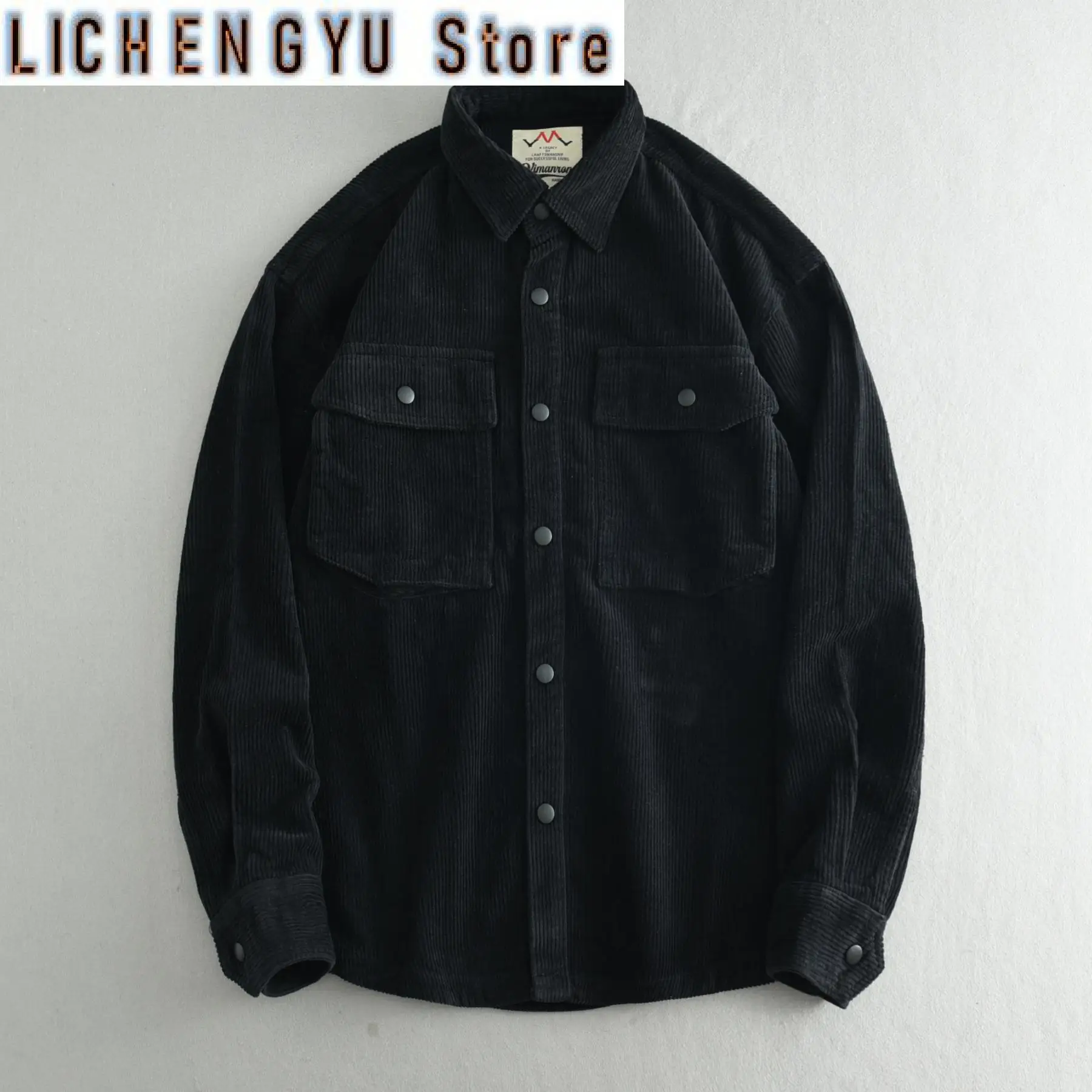 Autumn Winter New American Retro Long-Sleeve Lapel Thickened Corduroy Shirt Men's 100% Cotton Washed Double Pocket Casual Jacket