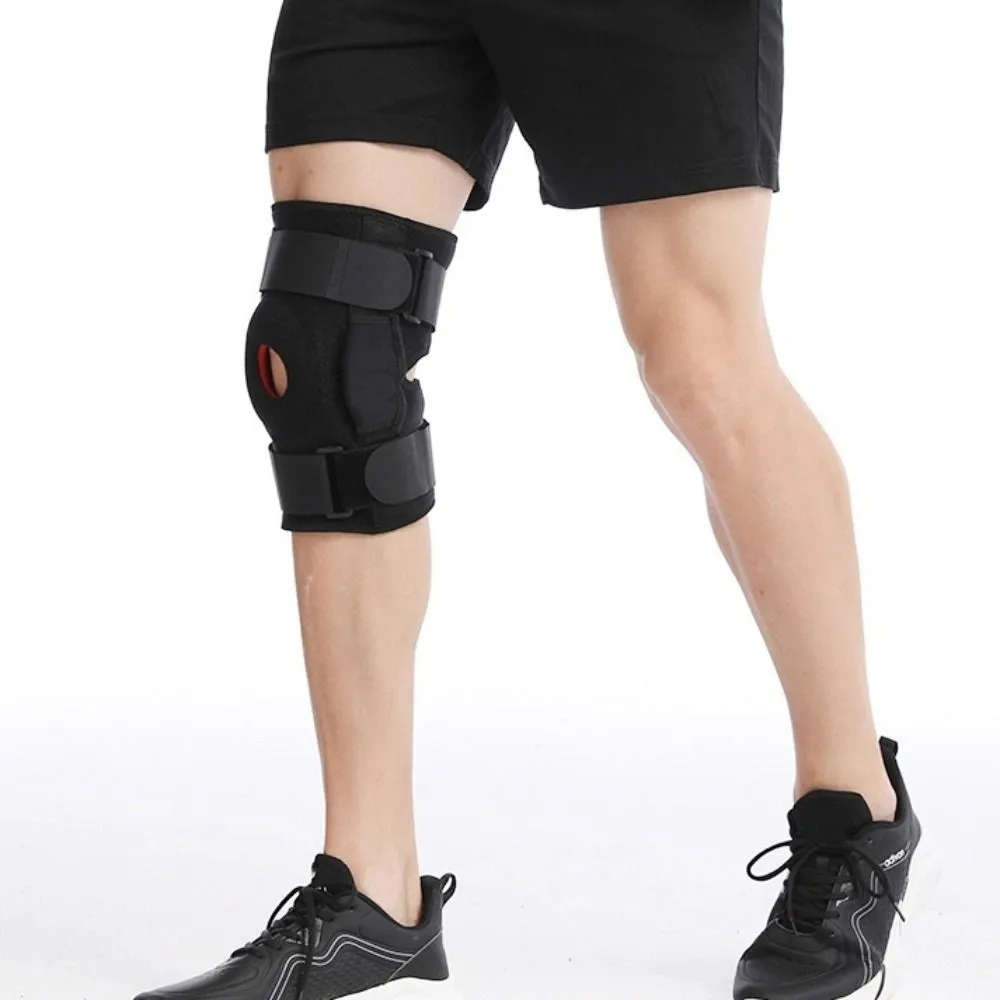 ضغط دعامة الركبة المثبتات الجانبية مفتوحة الرضفة وسادة الركبة كم تنفس حزام قابل للتعديل الركبة دعم العظام