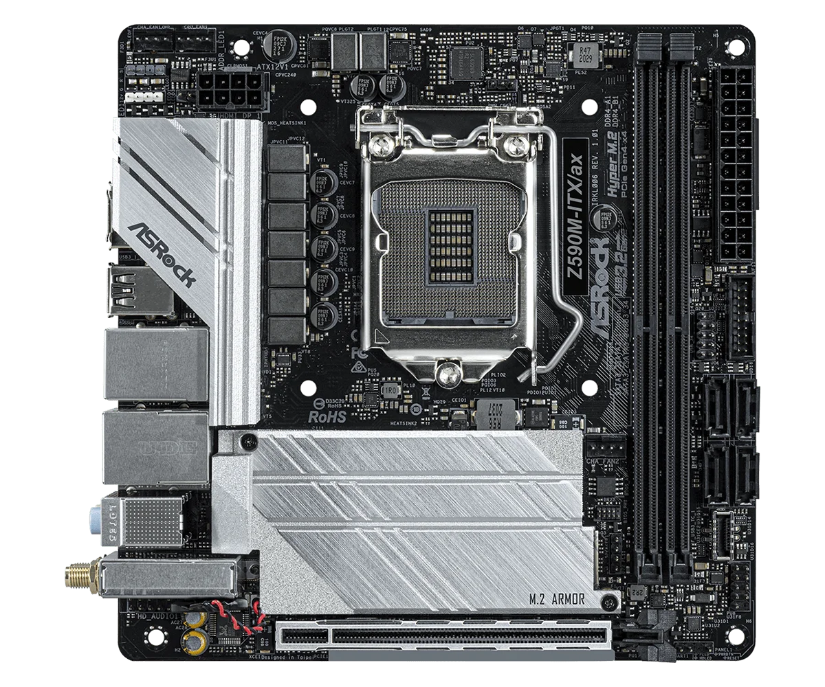 Imagem -02 - Asrock-mini Motherboard Z590m-itx Machado Lga 1200 M.2 Nvme Ddr4 64g Intel Z590 Suporte Core 11400f 10700 11900f 10850k Cpu