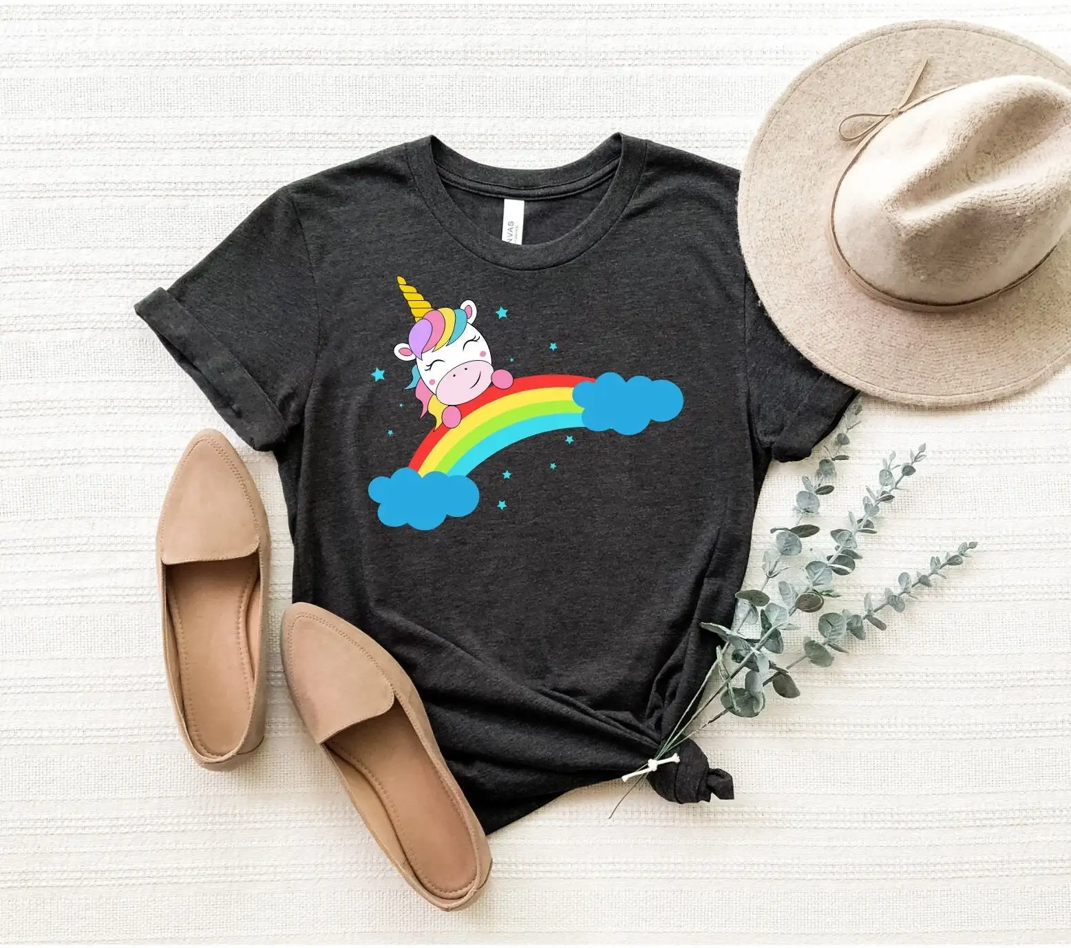 Rainbow Unicorn T Shirt Girl'S Birthday Girls Party Cute