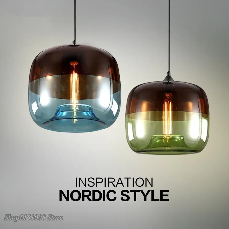 Nordic Modern Apple Glass Pendant Lights Loft Industrial Kitchen Led Hanging Lamps for Living Room Home Decor Lights Fixtures