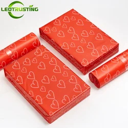 50/100PCS Deep Red Heart Poly Mailing Express Bag DIY Adhesive Envelope Mailer Plastic Gift Box Clothing Dress Packaging Pouches