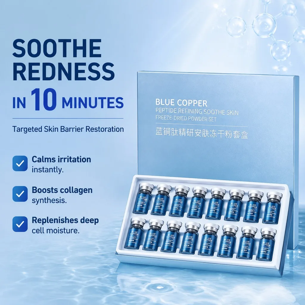 Wrinkles, Acne & Pores? 20pcs Blue Copper Peptide & Oligopeptide Freeze-Dried Powder – Anti-Wrinkle, Shrink Pores, Acne Repair