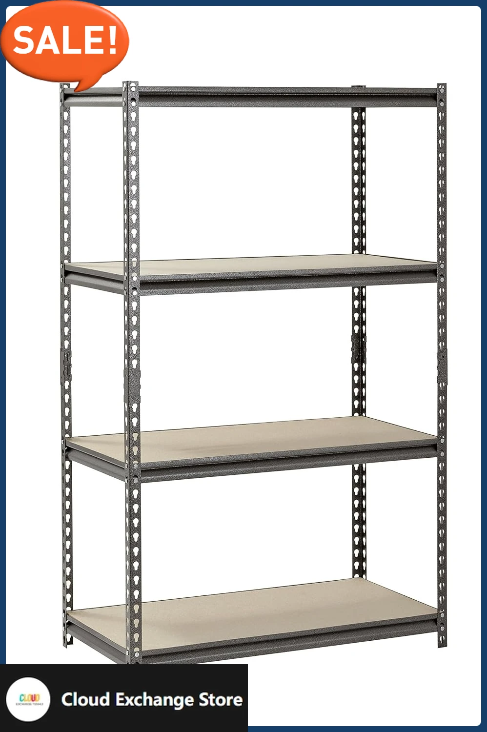 

Silver Vein Steel Storage Rack, 4 Adjustable Shelves, 3200 lb. Capacity, 60" Height x 36" Width x 18" Depth