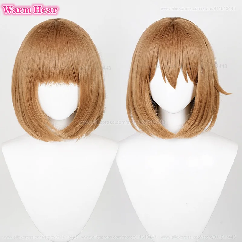 In Stock Anime Synthetic Hirasawa Yui Cosplay Wig Unisex 33cm Brown Wig Cosplay Anime Wig Heat Resistant New Wigs + Free Wig Cap