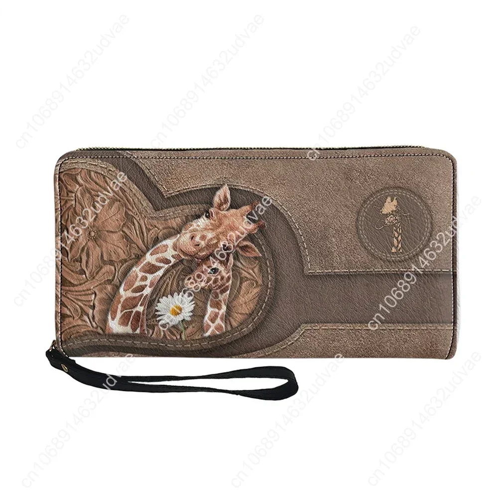 Schattige Giraffe Patroon Vrouwen Portemonnee Pu Lederen Portemonnee 2023 Hete Vrouwelijke Lange Tas Handtas Voor Vrouw Portemonnee Kaarthouders Clutch