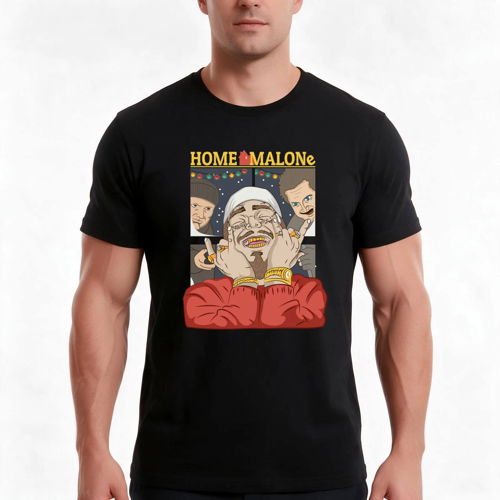 Home Malone Tshirt Home Alone Mashup Tshirt Classic T-Shirt Summer Casual Cotton Tee Unisex Men Women