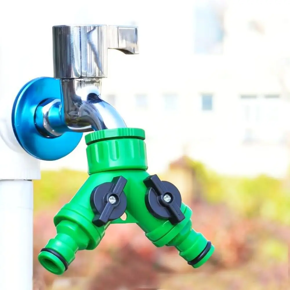 Water Tap Splitter Dual Way Garden Hose Connector Plastic Faucet Adapter With Independent Switch For Laundry Home Irrigation