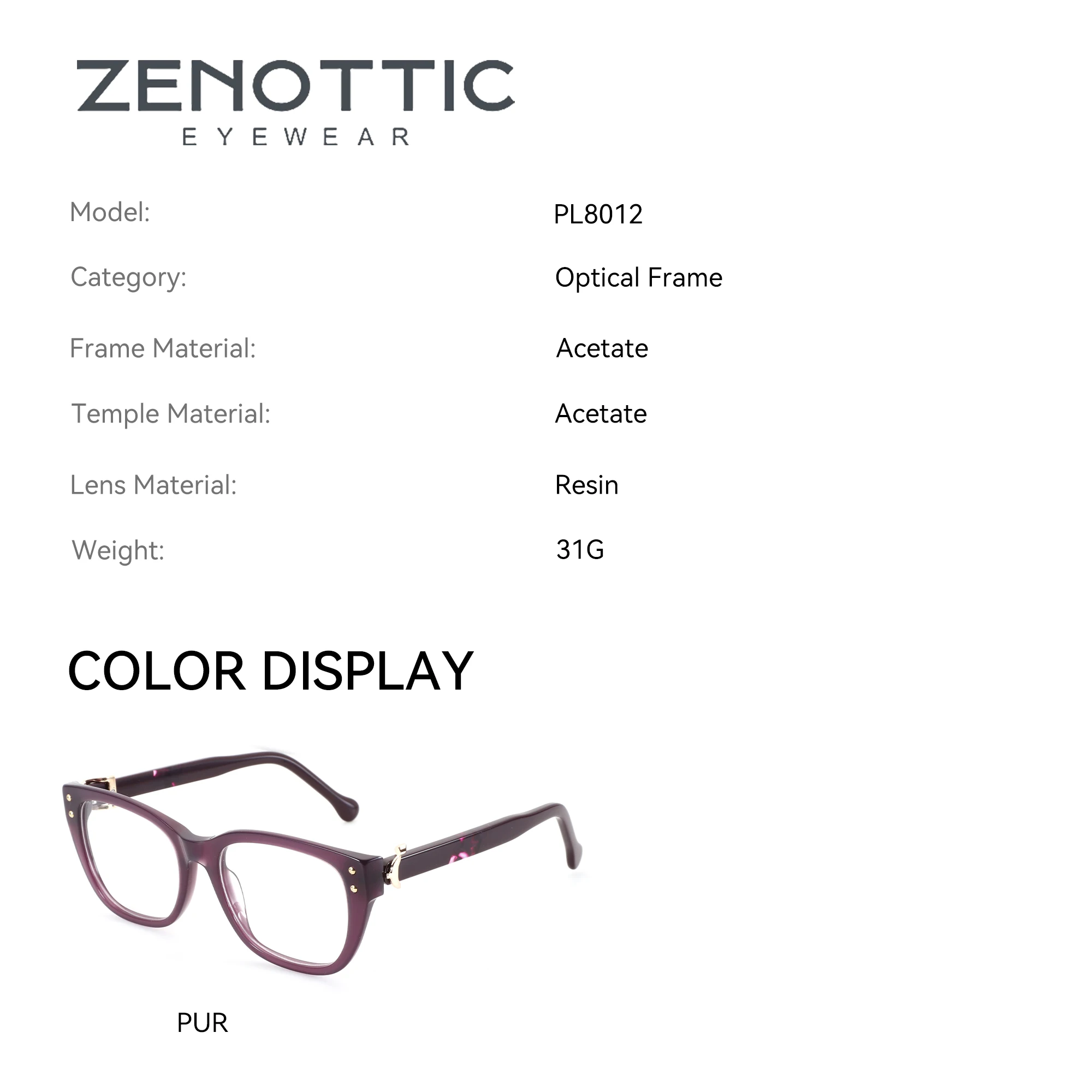 نظارات طبية نسائية من ZENOTTIC مقاس M بإطار فراشة من الأسيتات وعدسات قصر النظر متعددة البؤر