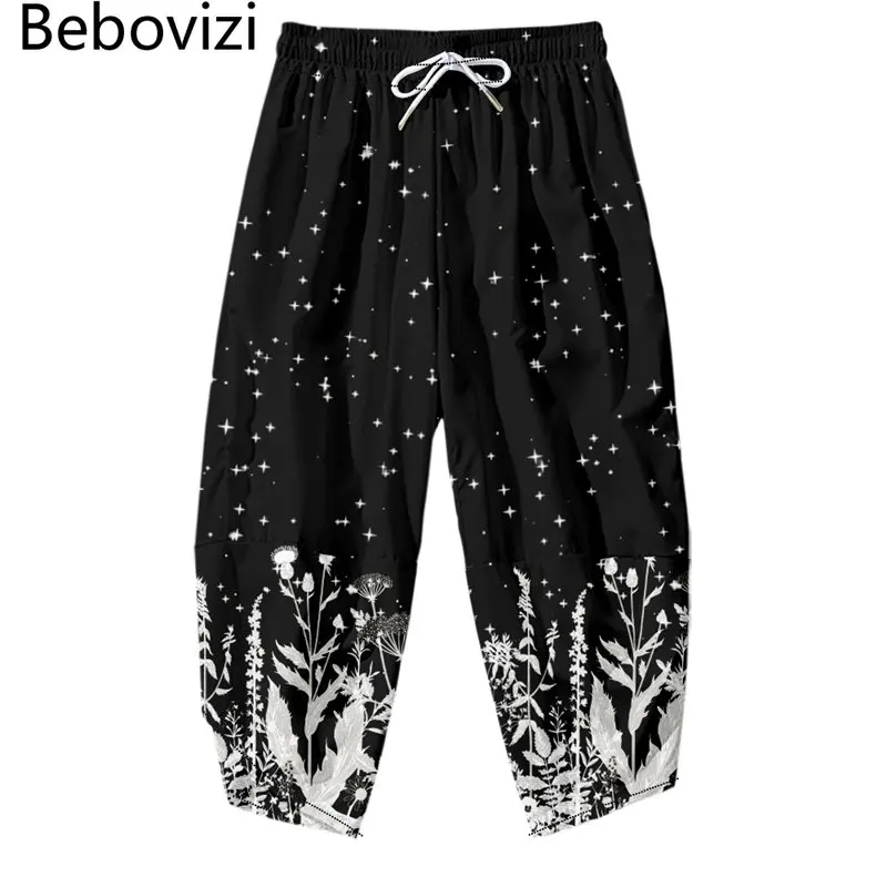 

Men Samurai Baggy Pants Kimono Elastic Waist Asian Cosplay Trousers 2023 Japanese Print Black Pocket Ankle Length Pants