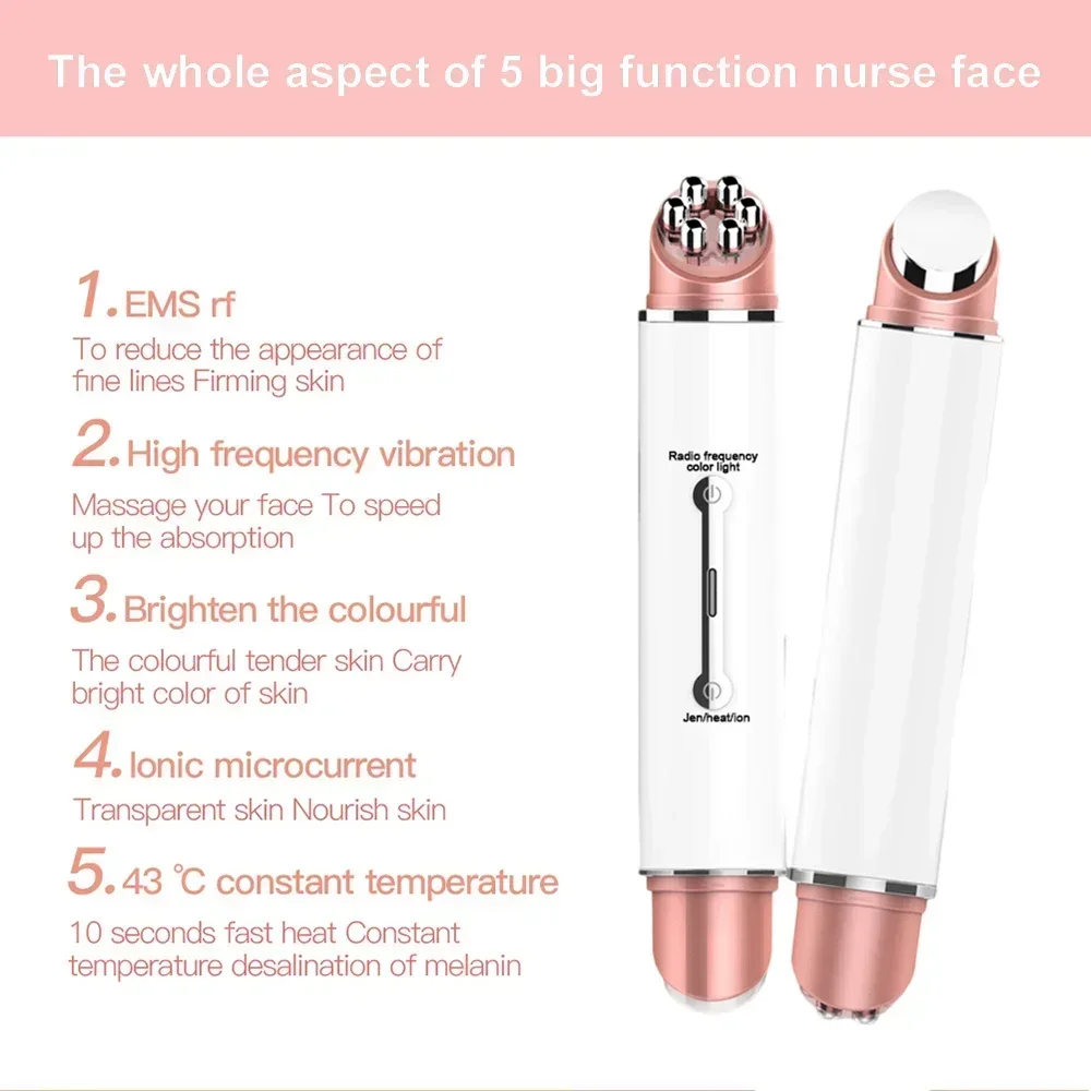 Electric EMS Facial Massager Micro Vibration RF Eye Beauty Instrument Heating Relax Eyes Dark Circles Eye Bags Puffiness Massage