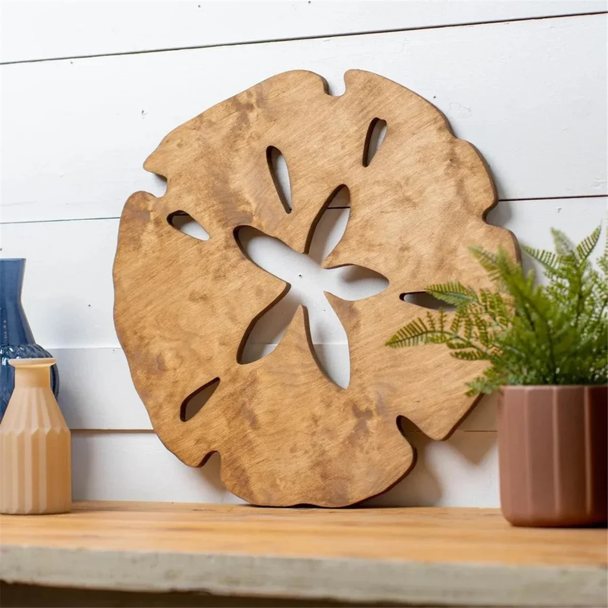 Wall Decor Sand Dollar Wall Decor Wood Round Sand Dollar Wall Art Outdoor Beach Decor Hanging Decoration,Brown