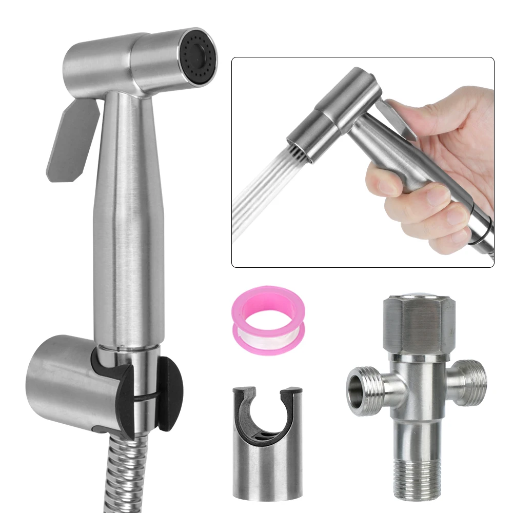 

Bidet Sprayer Set For Toilet Handheld For Bathroom Hand Sprayer Self Cleaning Hand Bidet Faucet Stainless Steel Shower Head