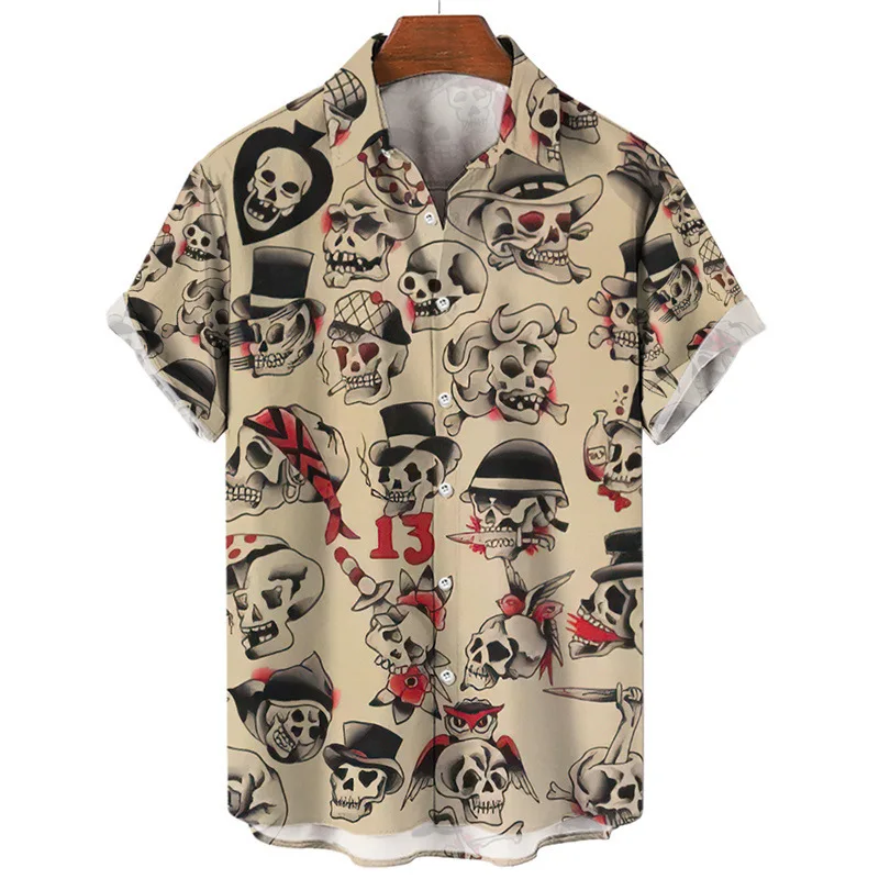 Fashion Hot Sales Cool Tattoos Print Men's Shirts 3D Casual Style Man/Women Short Sleeve Laper Blouse Summer Outdoor Beach Shirt