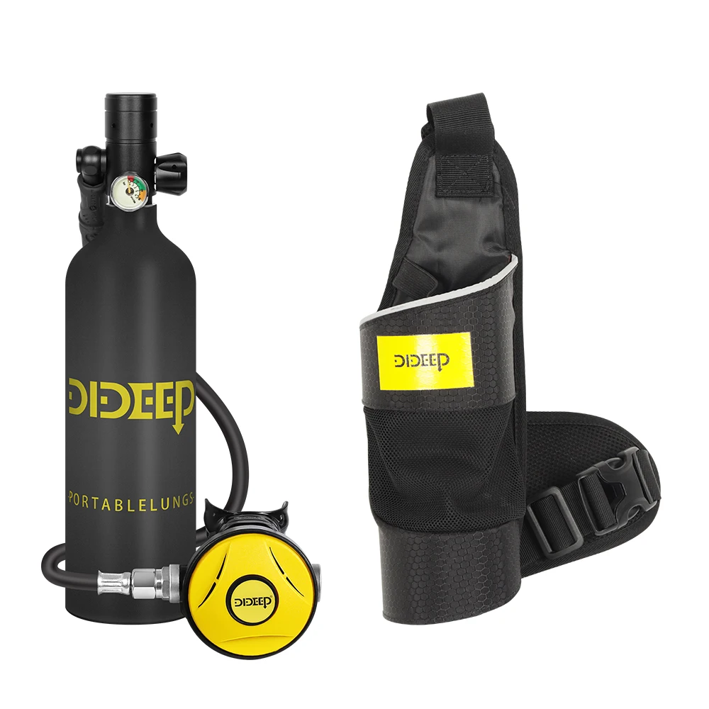 DIDEEP 1 liter mini-duiktank, 10-20 minuten onderwaterduikcilinder, eenvoudig te gebruiken, draagbare longfles met 3000 PSI