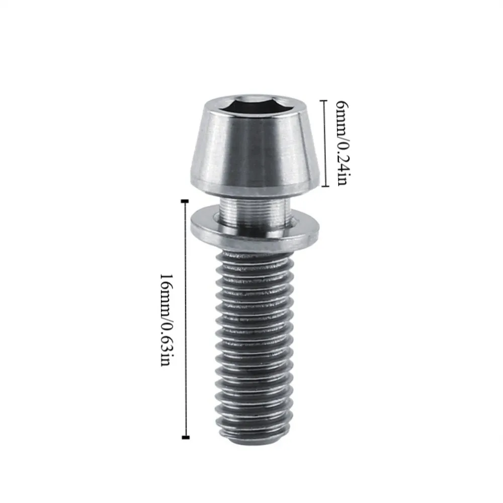 

1pc M6x16/20mm Tapered Head Screw Hexagon Cone with Washer Hexagon Screw Lightweight Titanium Alloy Conical Bolt Road Bike
