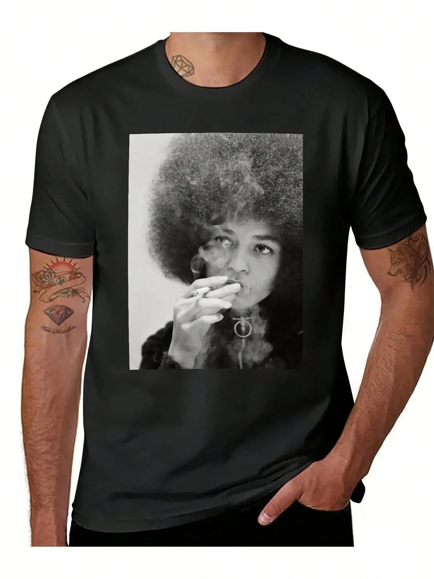 

Мужская винтажная футболка с рисунком аниме — черная повседневная футболка с коротким рукавом и жирным художественным принтом, круглый вырез, можно стирать в машине