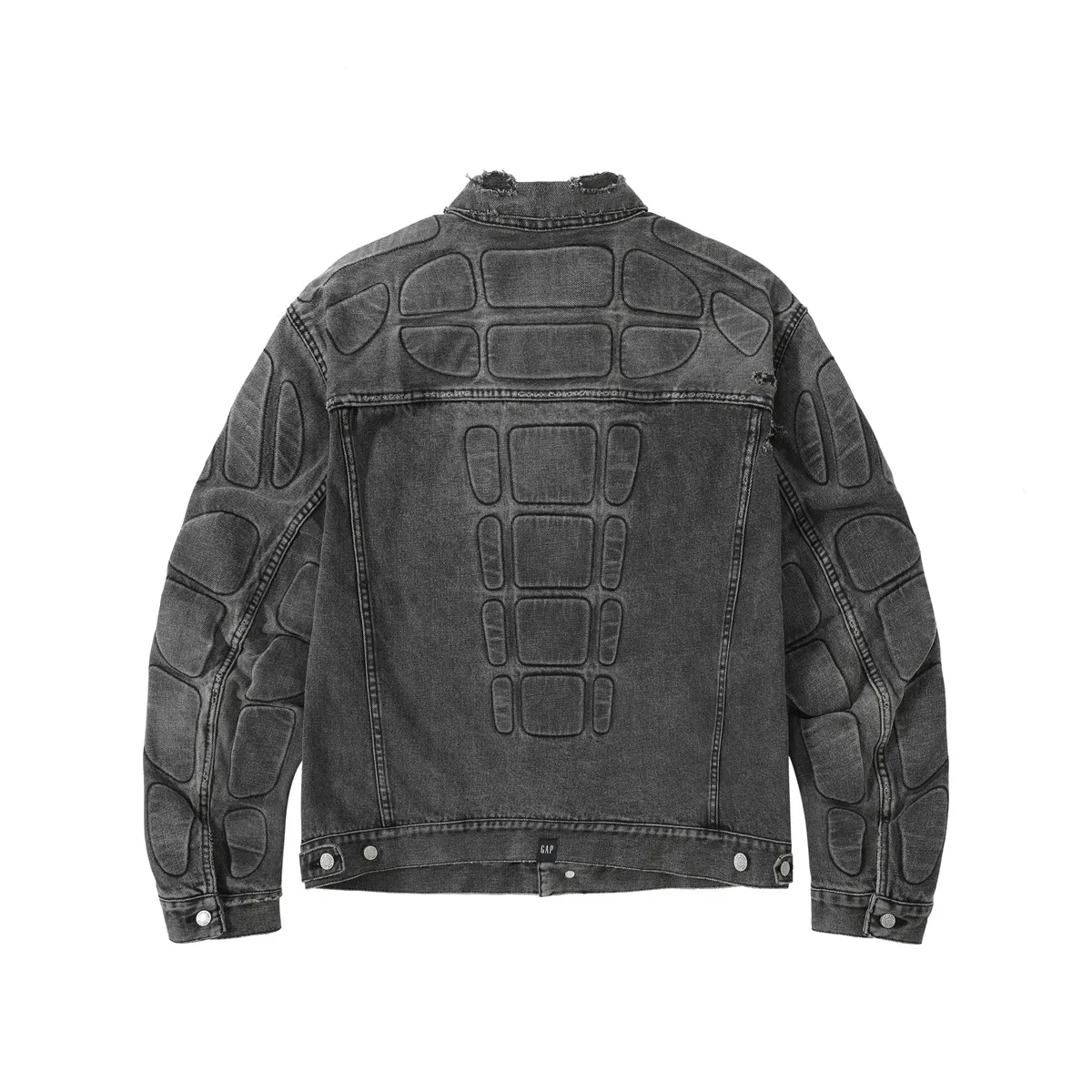 YEEZY Washed Black Damage Armor Loose High Street Denim Jacket